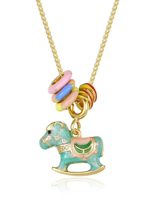 Hand Crafted Gold Chain Necklace with Vibrant Color Accents