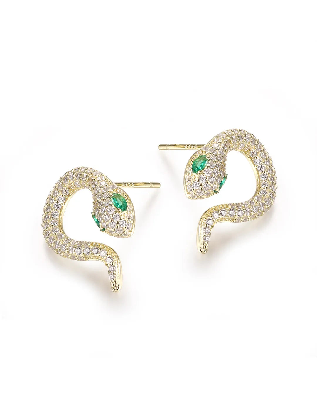 Gold Pavé Snake Earrings