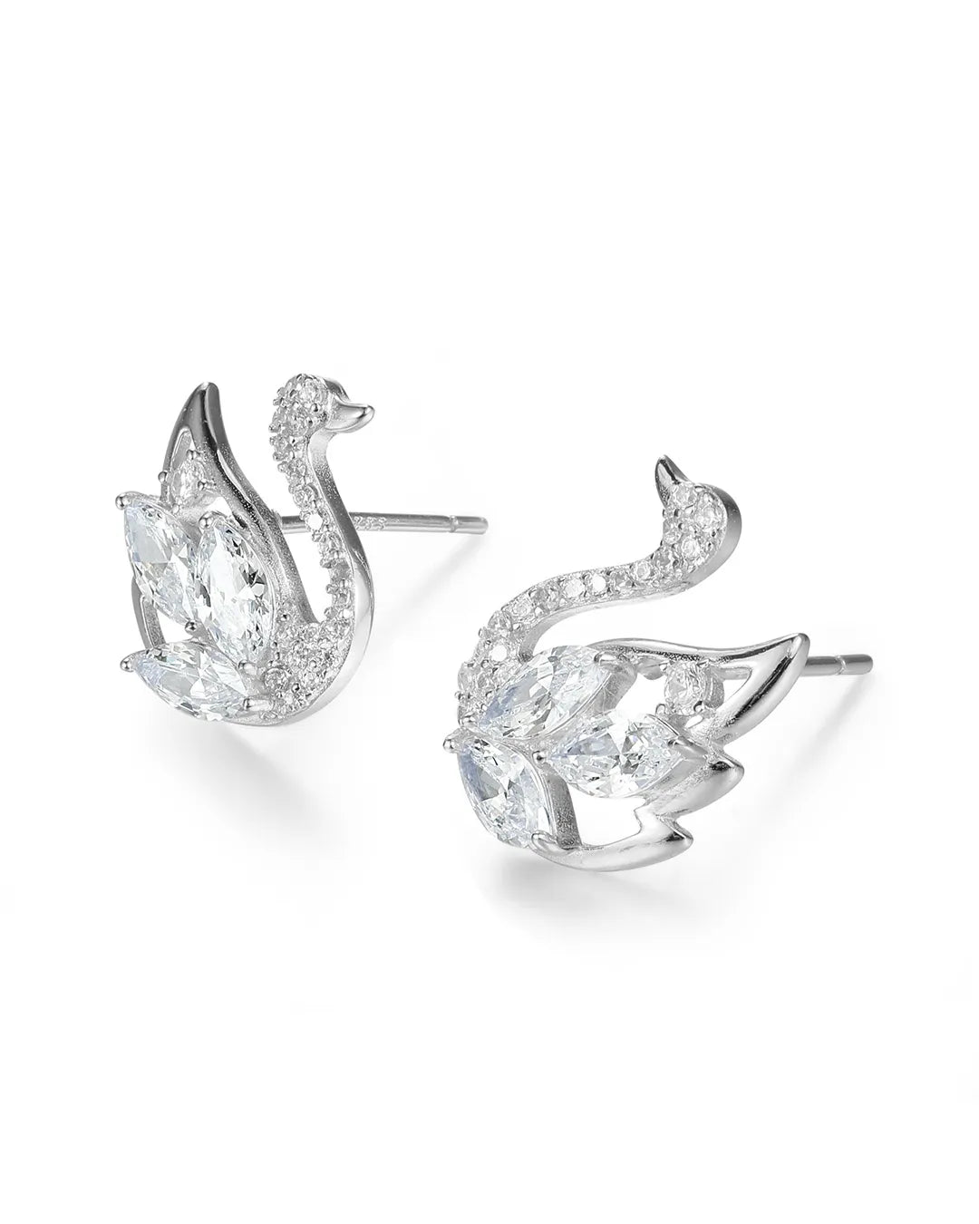 Radiant Swan Earrings Crafted with High Quality Shimmering Crystals