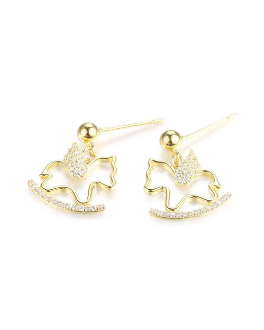 Gold Horse Dangle Earrings