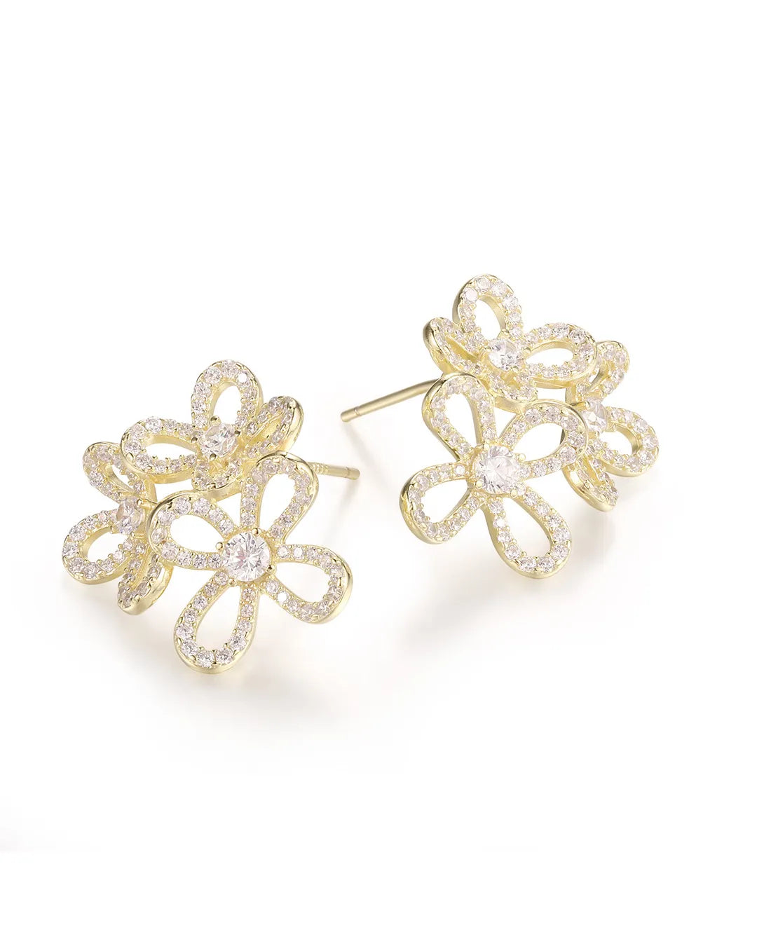 Gold Flower Hoop Earrings