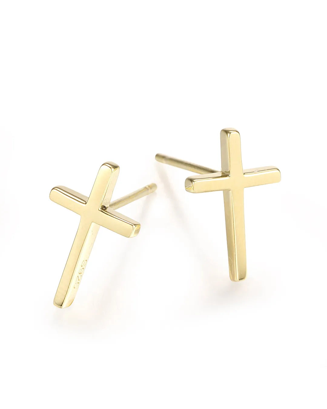 Sterling Gold Cross Earrings