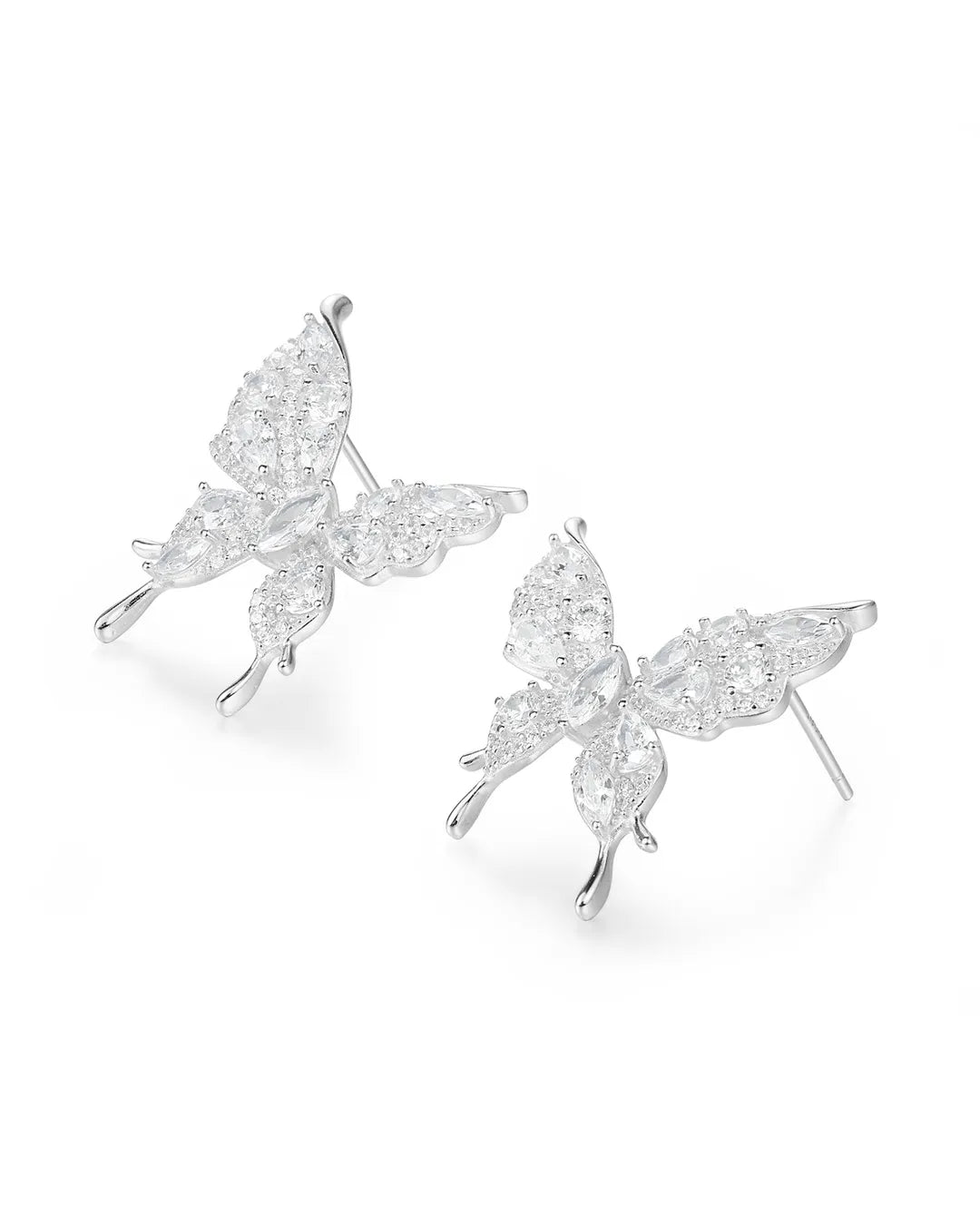 Silver Butterfly Stone Earrings