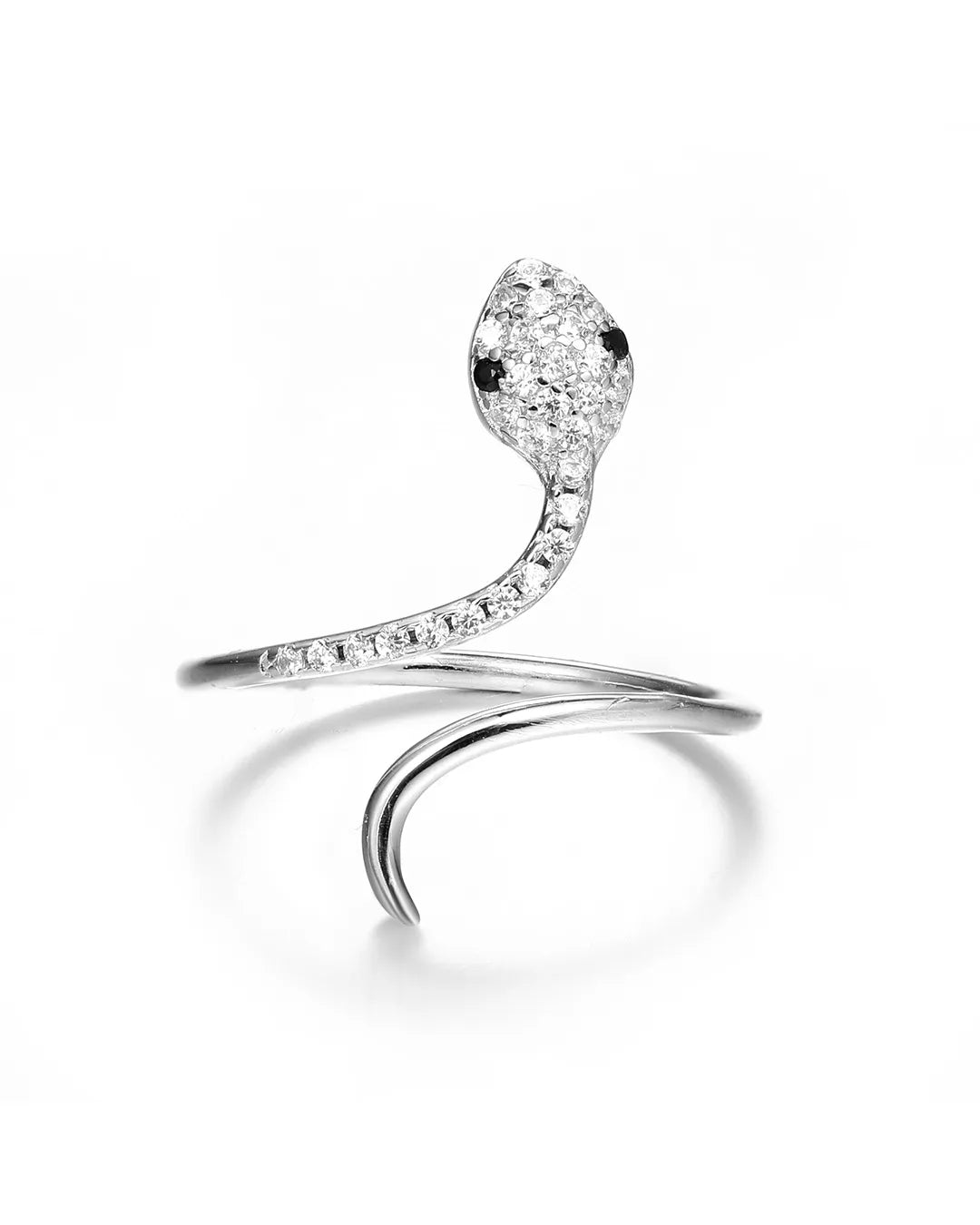 Silver ring with a unique design on a white background