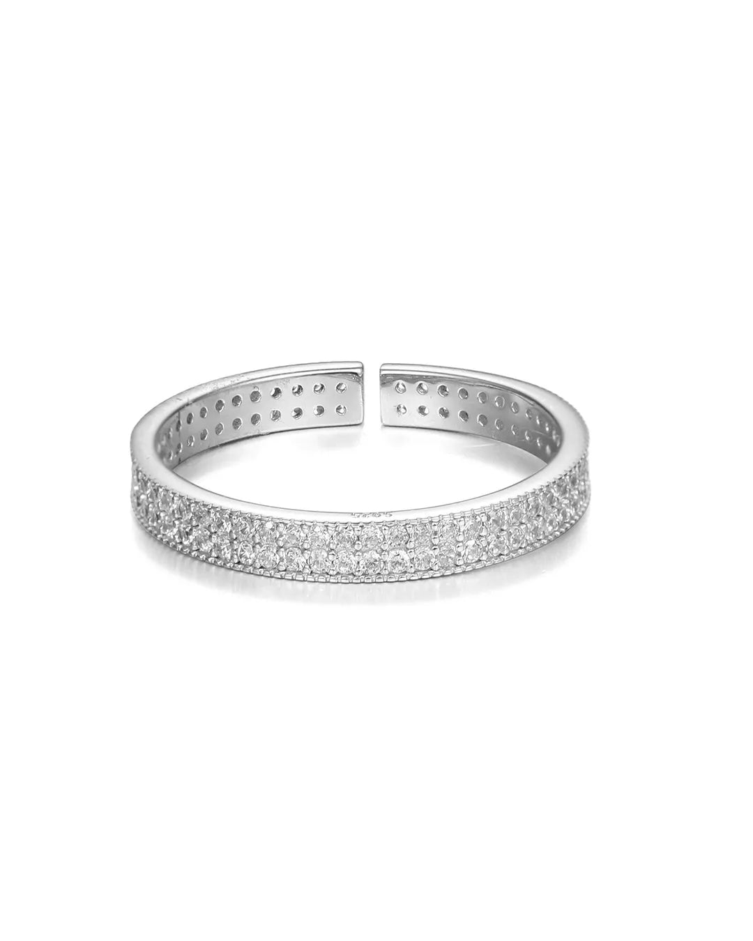 Silver bracelet with small stones on a white background