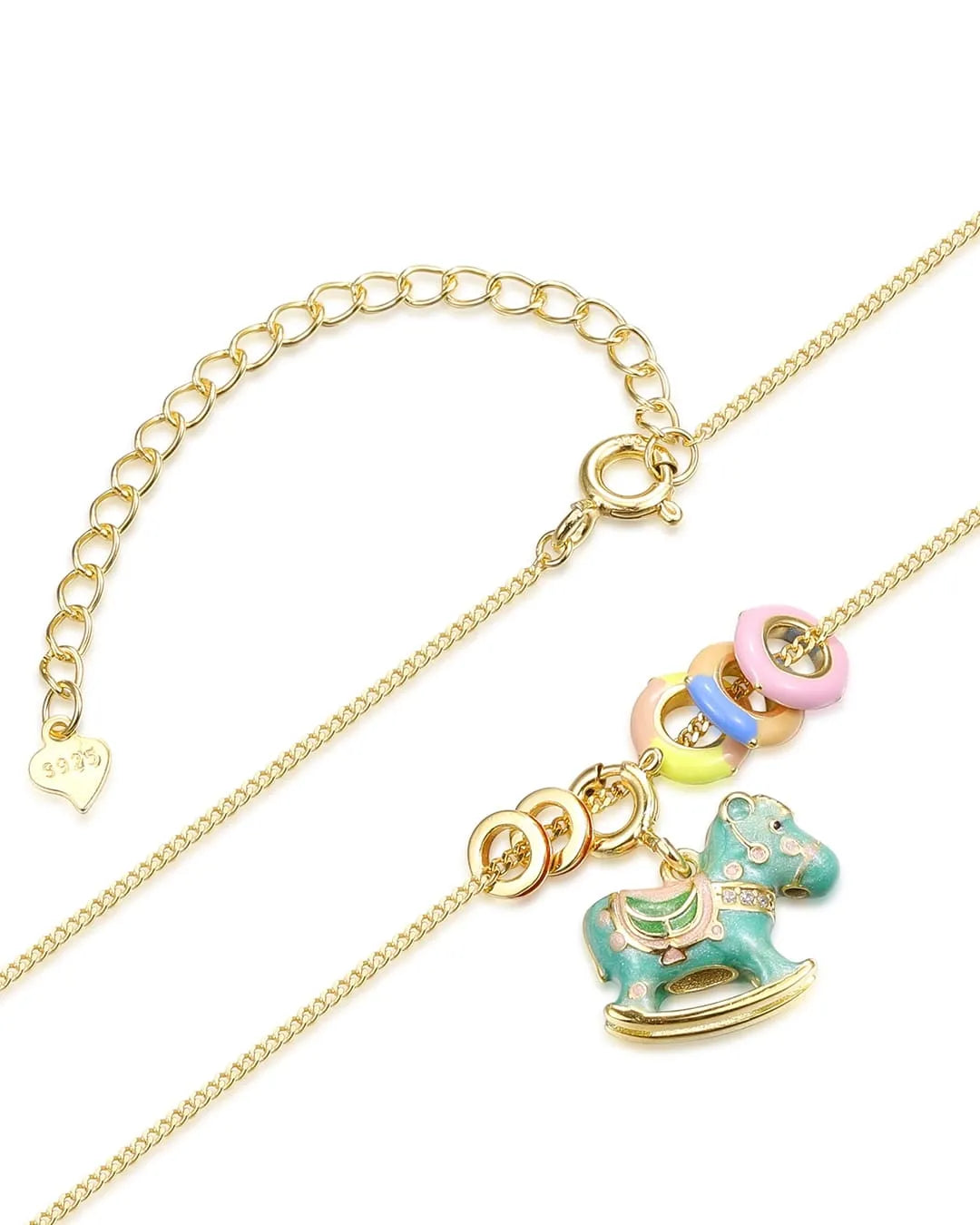Hand Crafted Gold Chain Necklace with Vibrant Color Accents