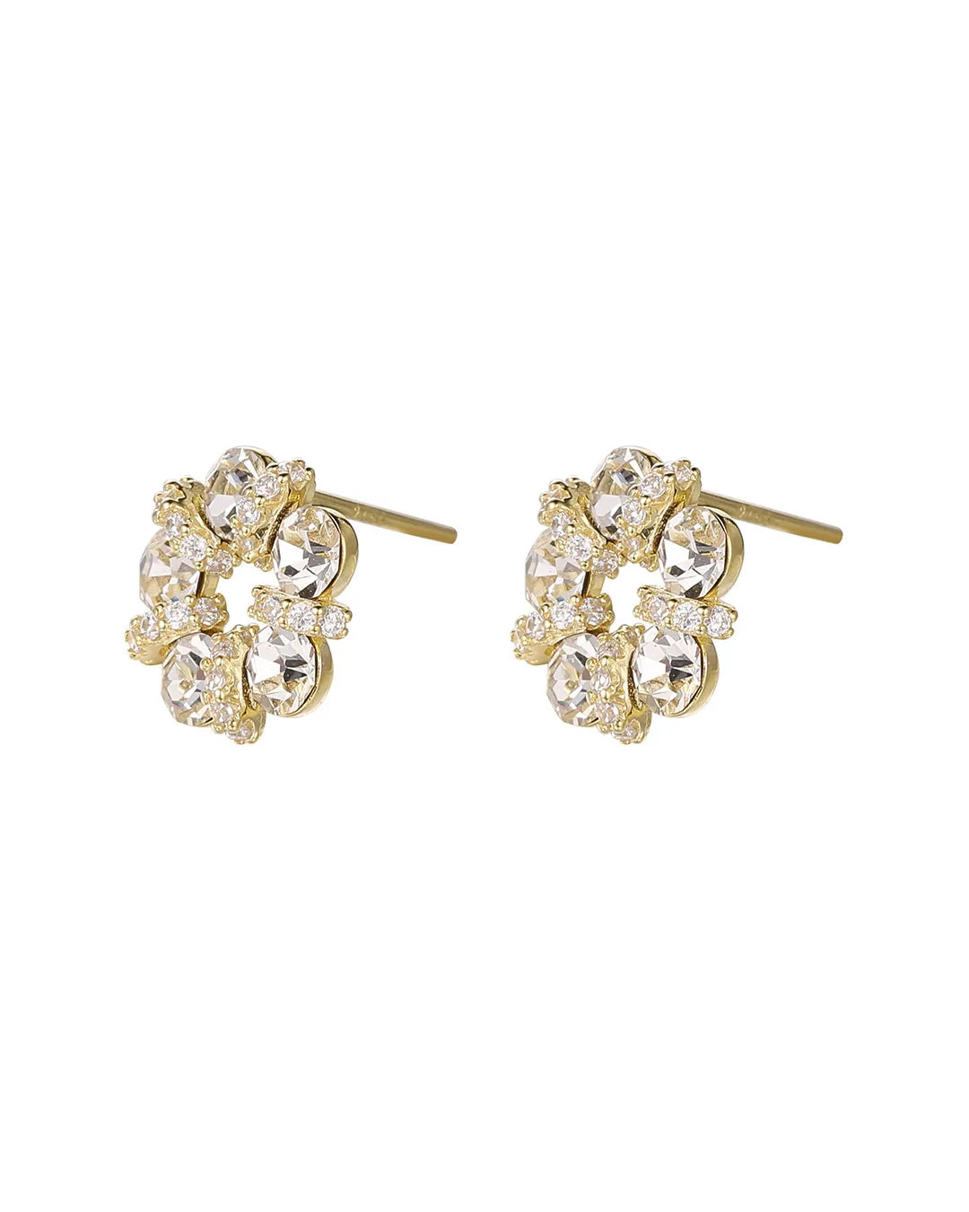 Gold Flower Crystal Earrings