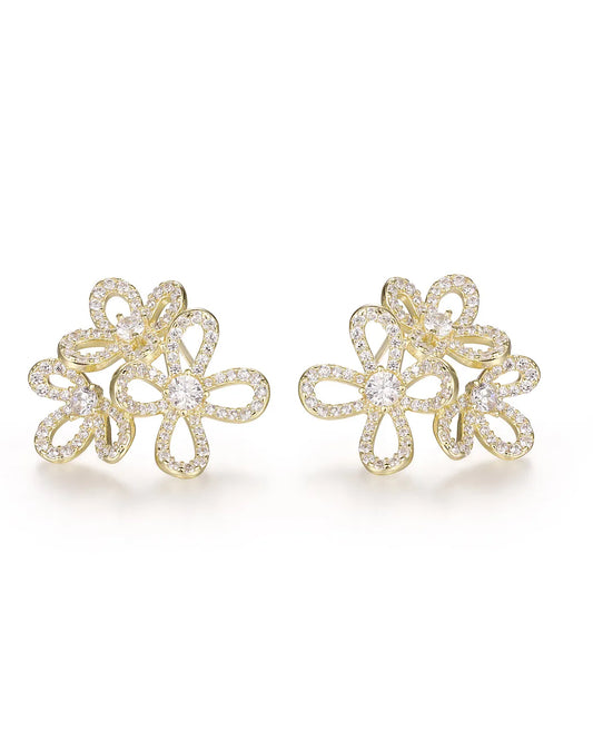 Gold Flower Hoop Earrings