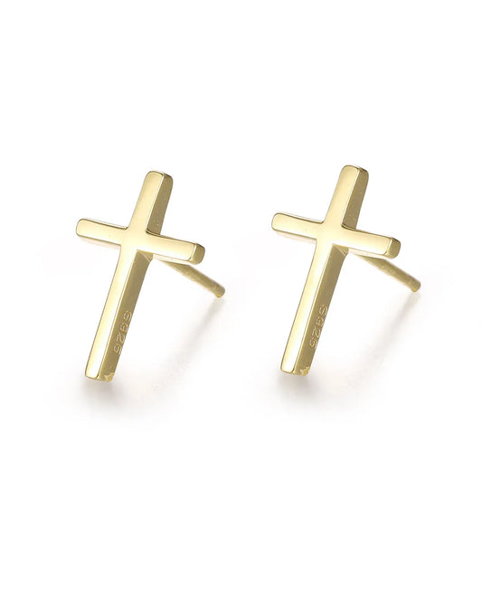 Sterling Gold Cross Earrings