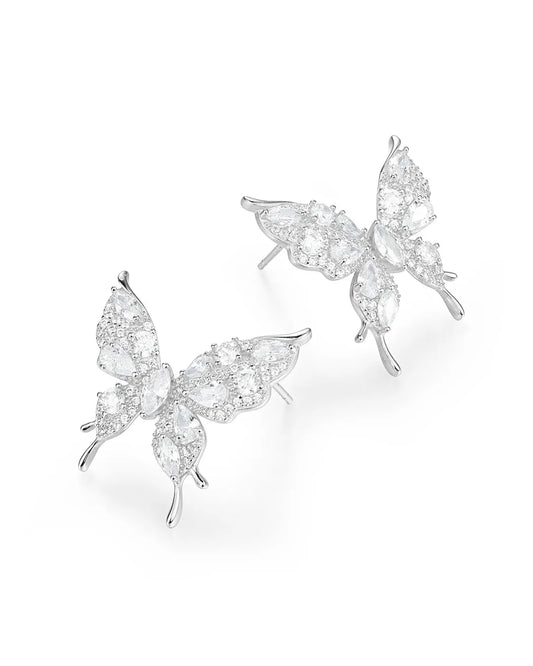 Silver Butterfly Stone Earrings