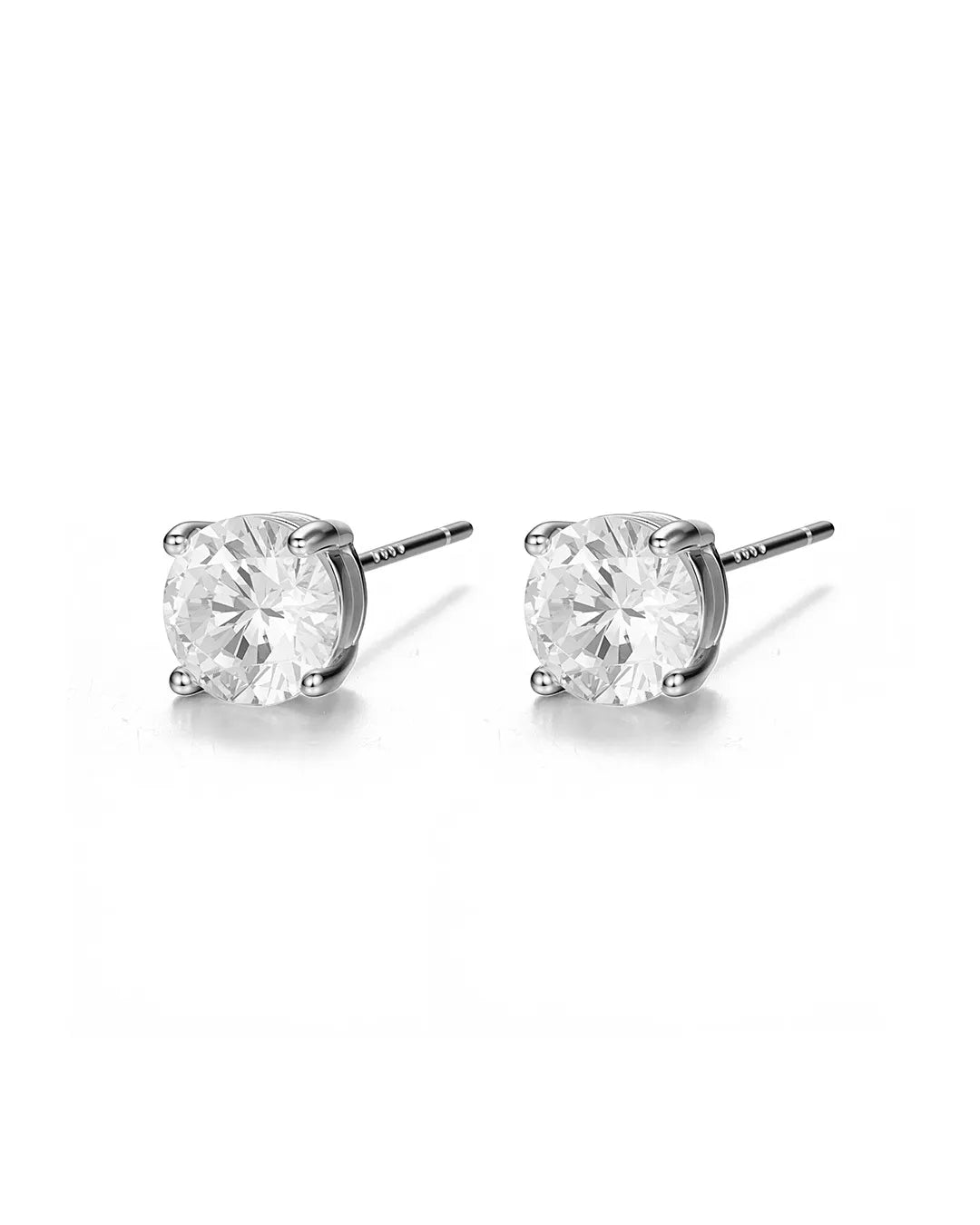 Round CZ Solitaire Stud Earrings