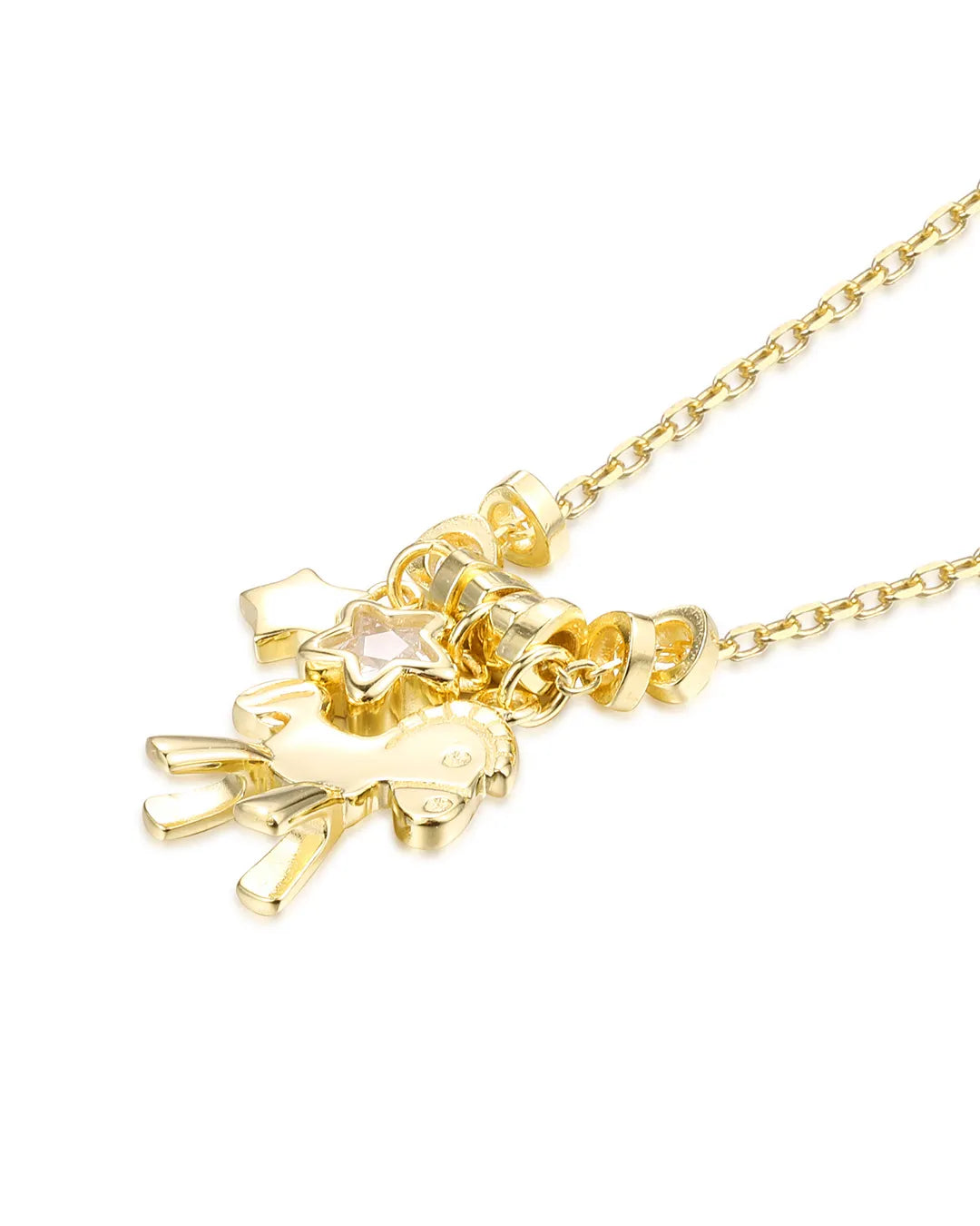 Elegant Gold Unicorn Pendant Crafted in Solid Gold Finish
