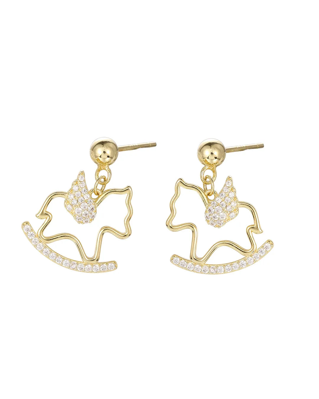 Gold Horse Dangle Earrings