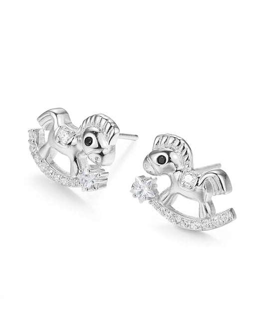 Precious Horse Earrings Crafted in High Quality Polished Silver