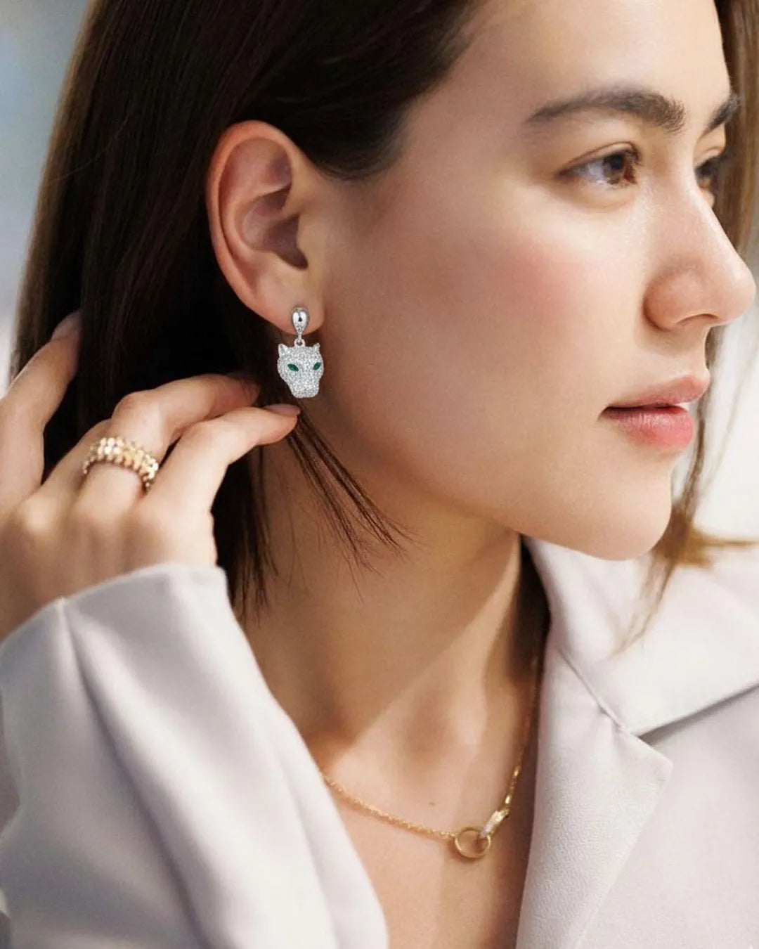 Silver Panther Earrings