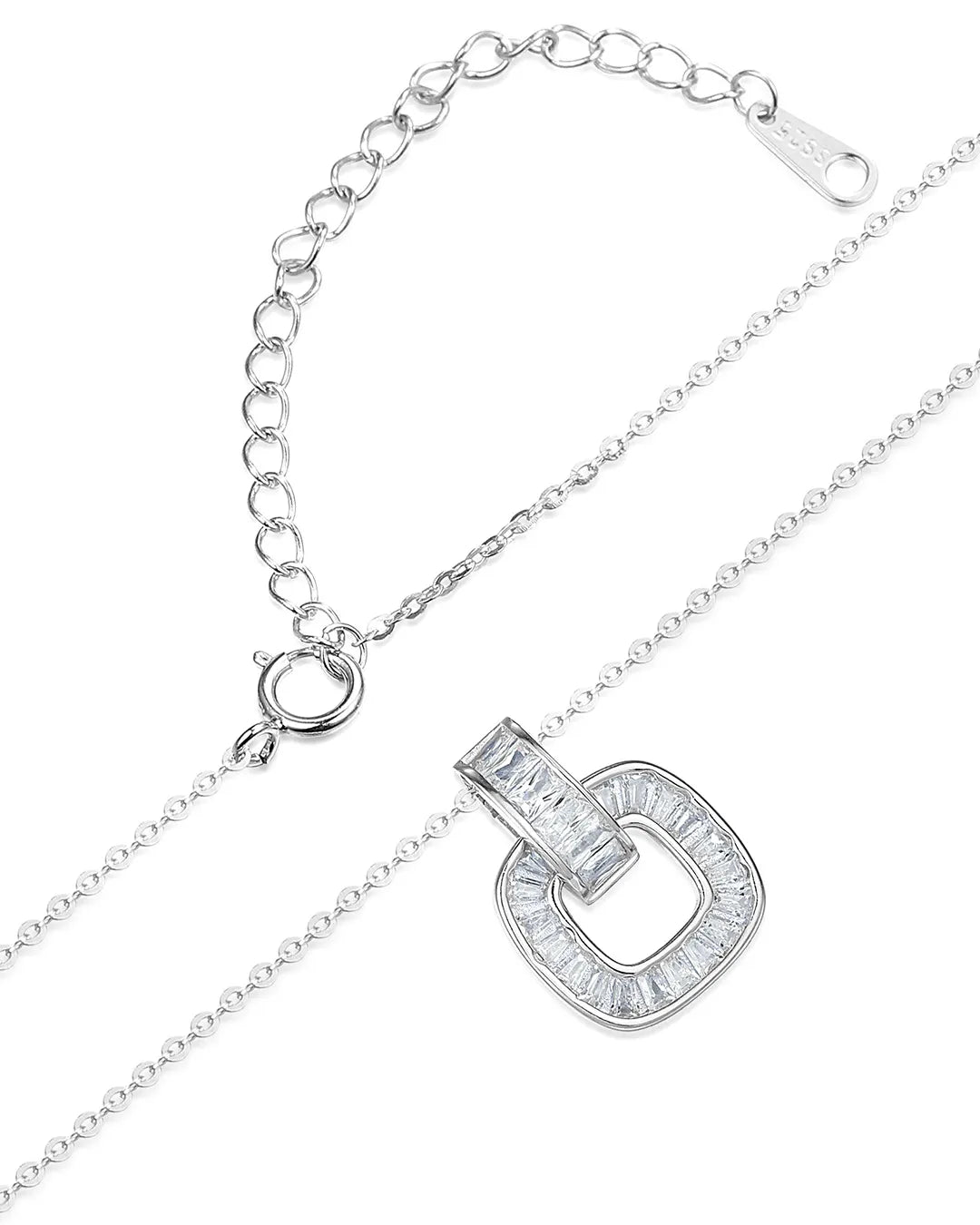 Versatile Silver Pendant Necklace with a Polished Geometric Design