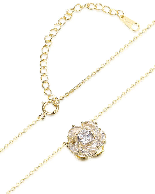 Radiant Gold Cluster Necklace Crafted with High Quality Crystals
