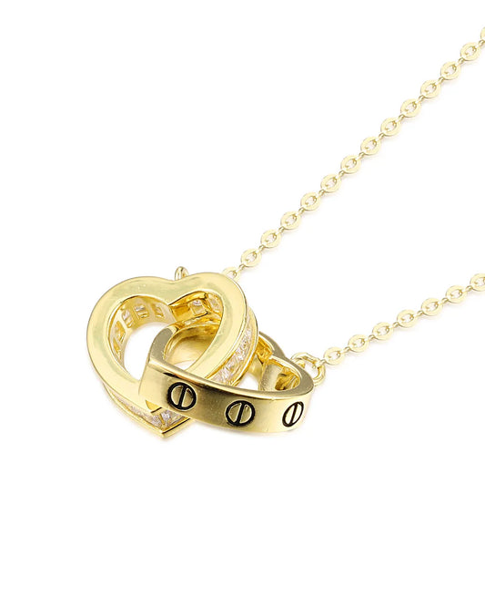 Romantic Double Heart Necklace Representing an Eternal Bond