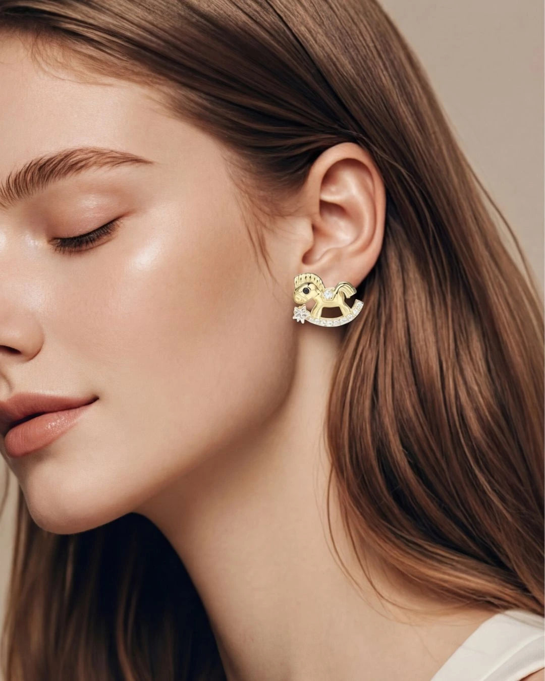 Gold Rocking Horse Earrings
