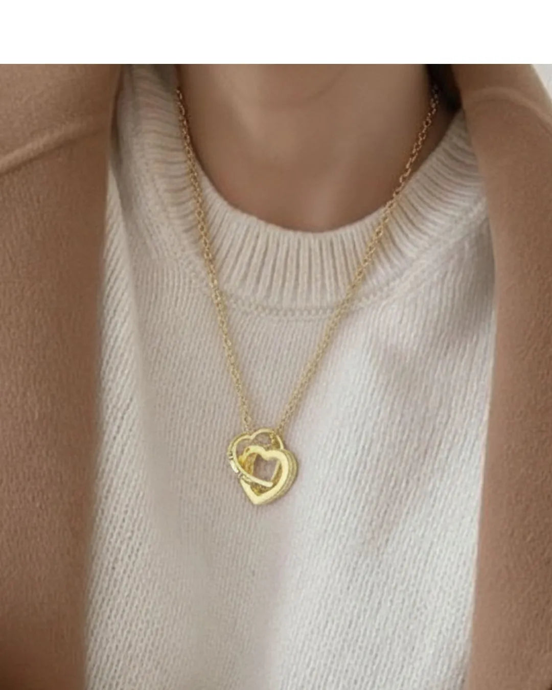 Romantic Double Heart Necklace Representing an Eternal Bond