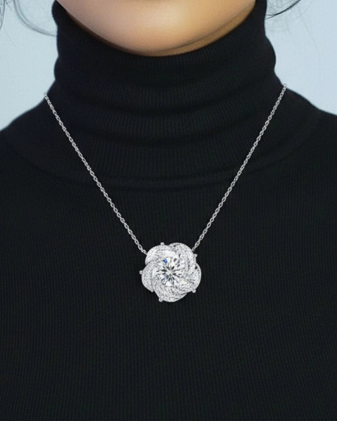 Luxurious Diamond Flower Necklace Crafted for Timeless Elegance