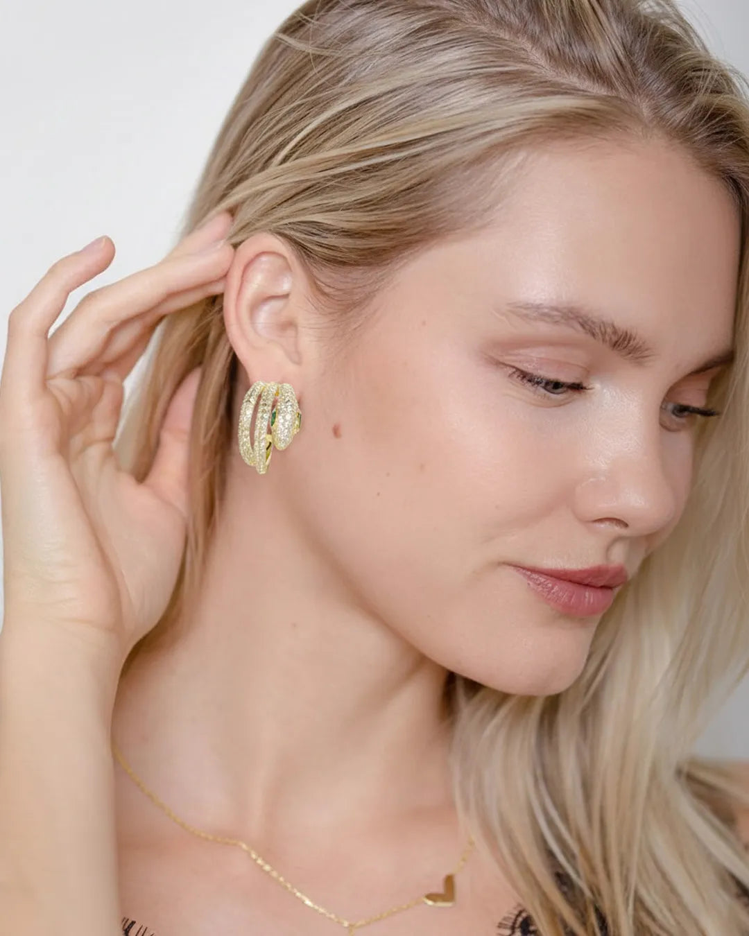 Gold Snake Hoop Earrings