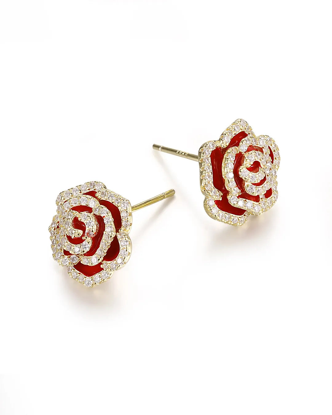 Red Rose Floral Earrings