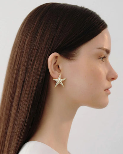 Bright Gold Starfish Earrings for a Sunny and Beachy Fashion Vibe