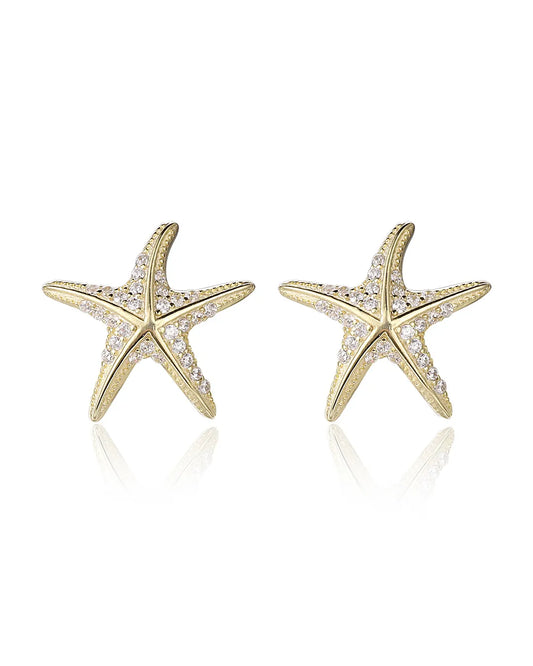 Bright Gold Starfish Earrings for a Sunny and Beachy Fashion Vibe