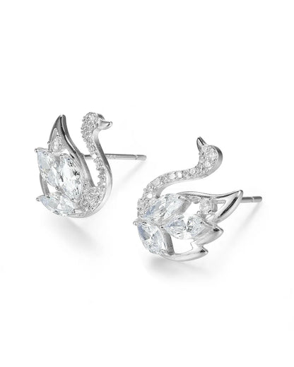 Radiant Swan Earrings Crafted with High Quality Shimmering Crystals