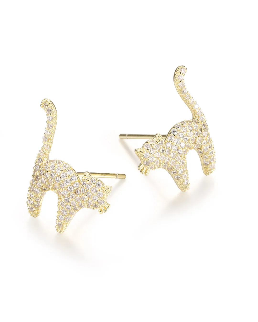 Gold Cat Stud Earrings