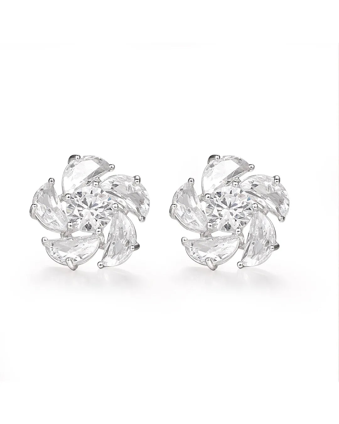 Silver Crystal Stone Earrings
