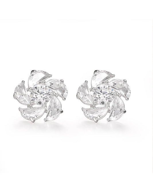 Silver Crystal Stone Earrings