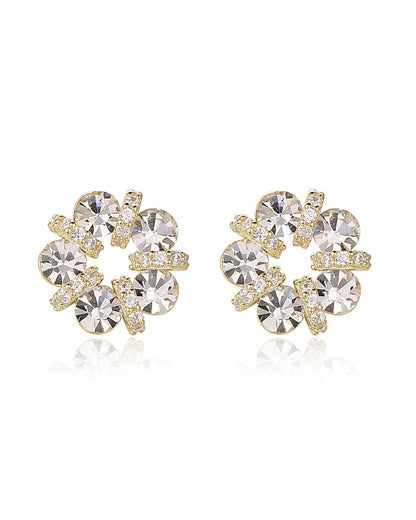 Gold Flower Crystal Earrings
