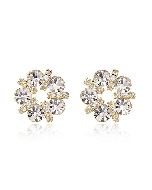 Gold Flower Crystal Earrings