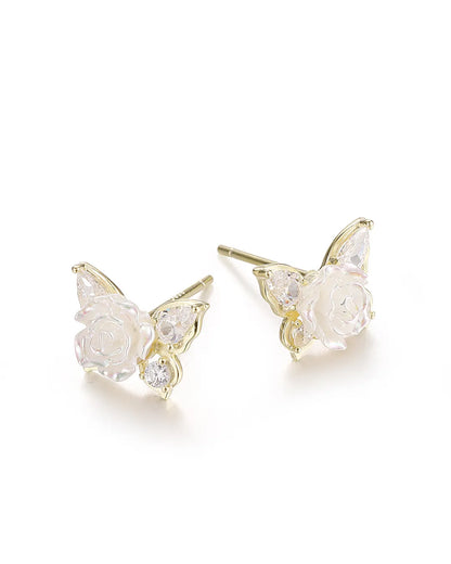 Gold Flower Fox Earrings