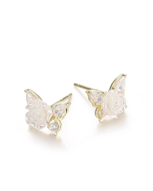 Gold Flower Fox Earrings