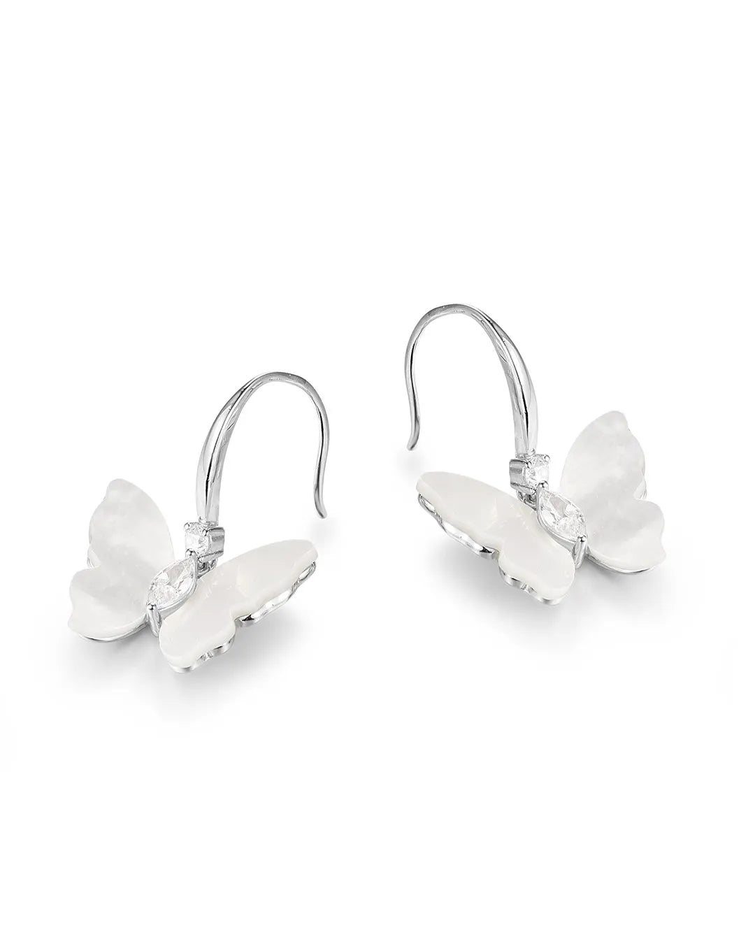 Silver Butterfly Hook Earrings