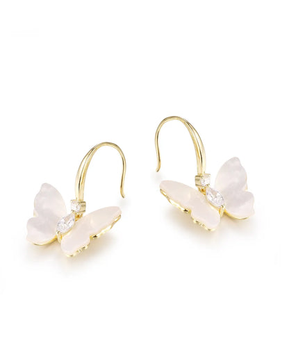 Gold Butterfly Hook Earrings