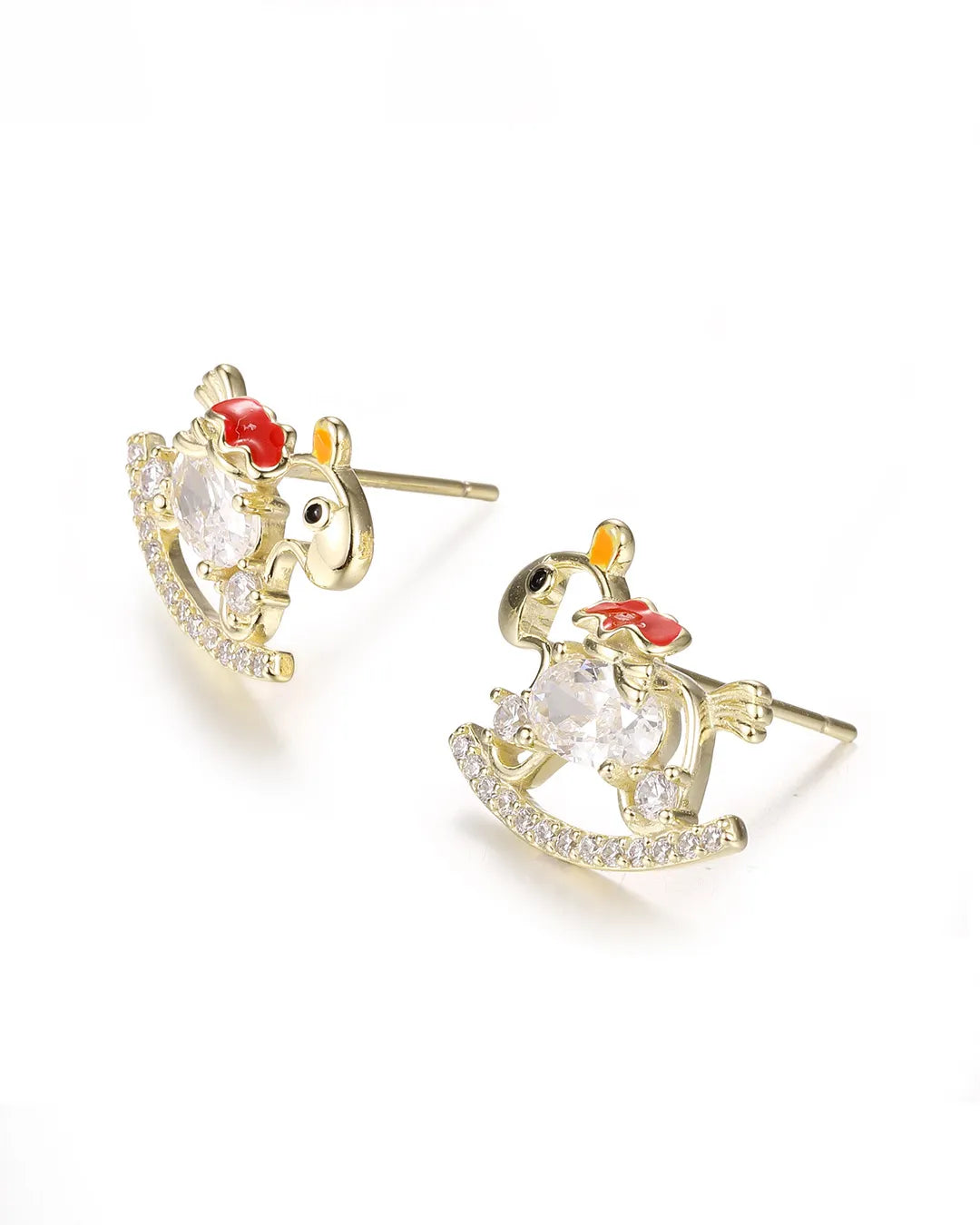 Adorable Horse Stud Earrings with a Unique Rocking Horse Design