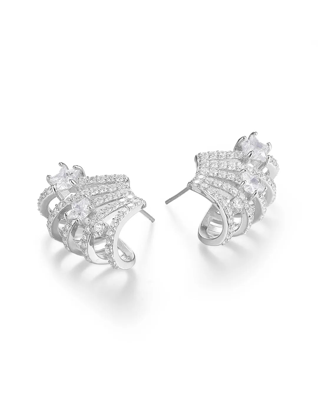 Crystal Fan Stud Earrings