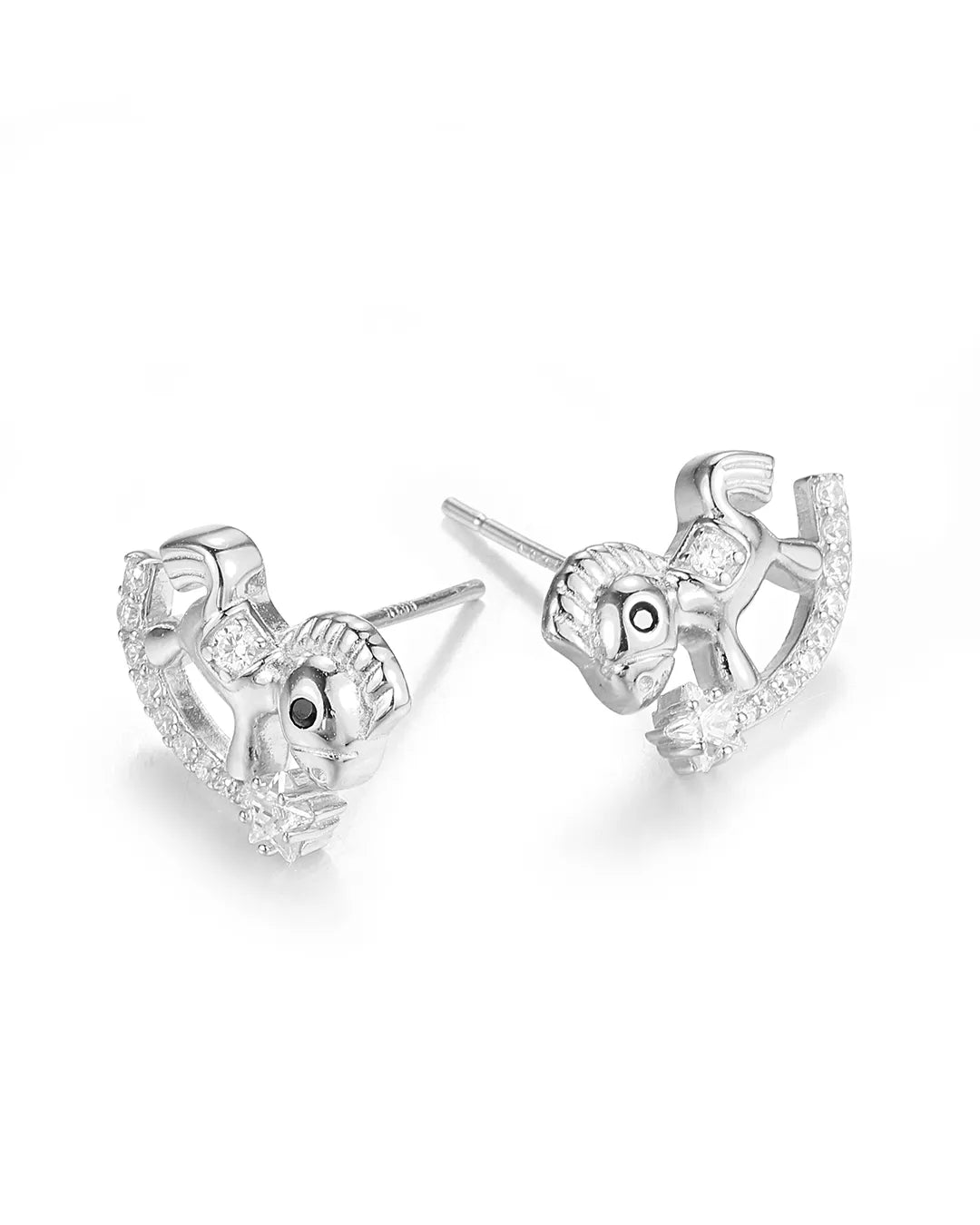 Precious Horse Earrings Crafted in High Quality Polished Silver