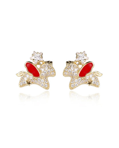 Red Enamel Bunny Earrings