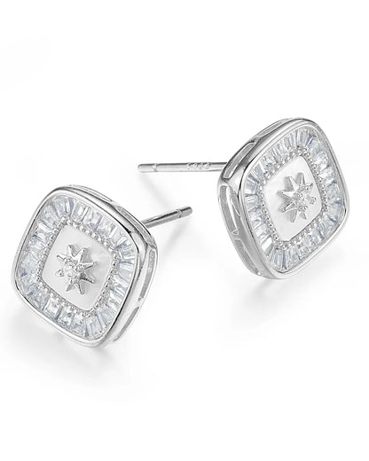 Square Silver Earrings