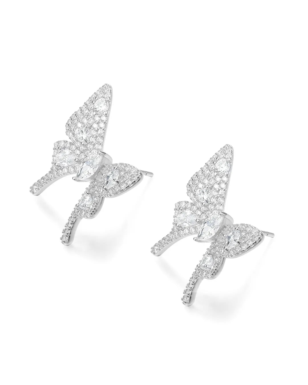 Silver Butterfly Hoop Earrings