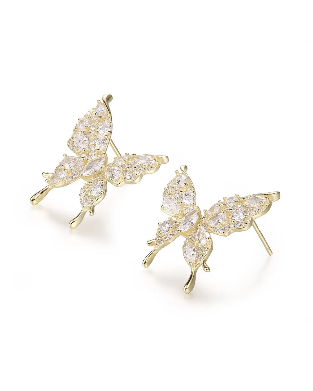 Gold Butterfly Stone Earrings