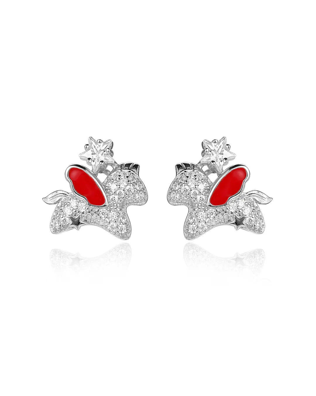 Crystal Snake Silver Earrings