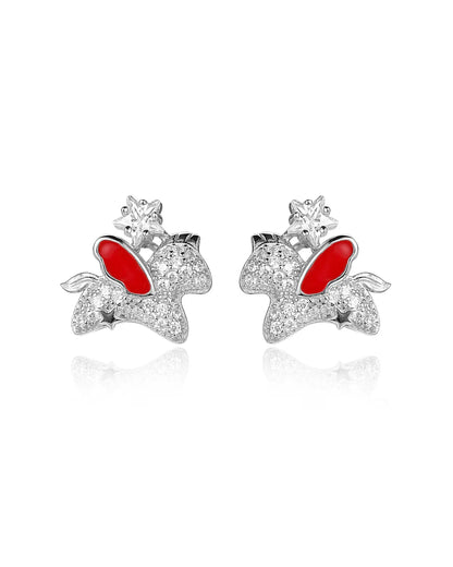 Crystal Snake Silver Earrings