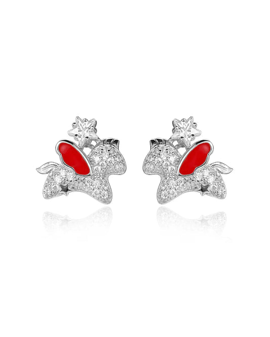 Crystal Snake Silver Earrings