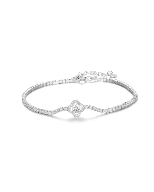 Silver bracelet with a diamond on a white background